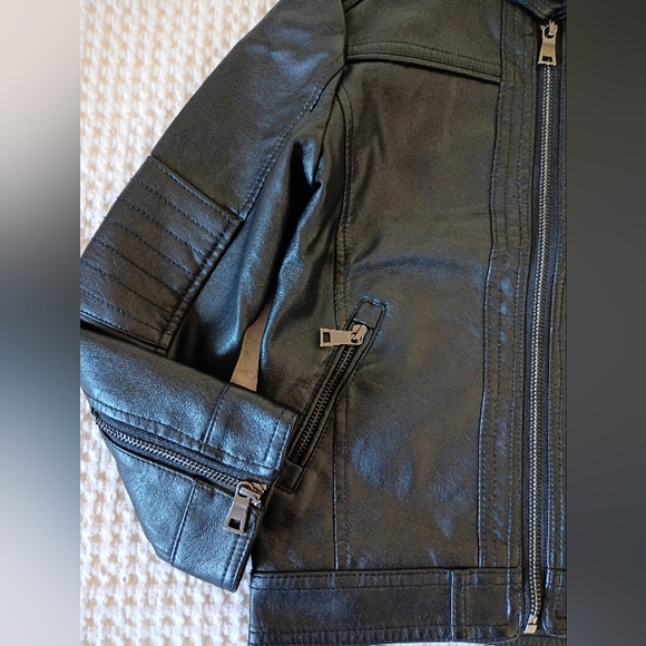 Kids Classic Black Biker Jacket - Picture 2 of 7